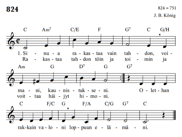 824 Sinua rakastaa vain tahdon